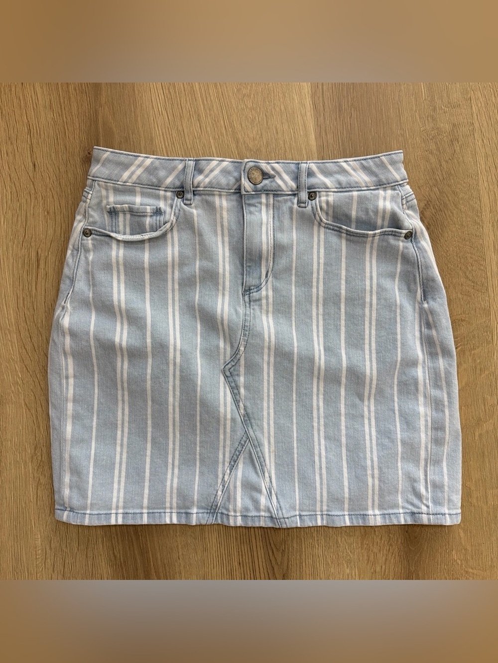 LOFT Blue and White Striped Mini Skirt